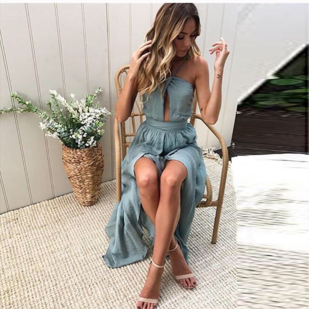 Sexy Boho blue dress (M)adjusts for all body types